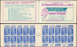 CARNETS (N°Cérès Jusqu'en1964) - 266  Gandon, 15f. Bleu, N°886, T I, S. 10, PERNET-DUCHER, Petite Variété D'impression E - Other & Unclassified