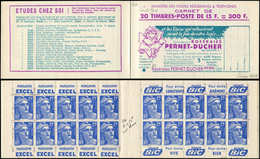 CARNETS (N°Cérès Jusqu'en1964) - 266  Gandon, 15f. Bleu, N°886, T I, S. 10, PERNET-DUCHER 196GP, Variété Sur TP 14, Tach - Other & Unclassified