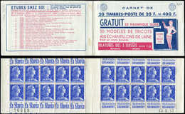 CARNETS (N°Cérès Jusqu'en1964) - 348  Muller, 20f. Bleu, N°1011B, T I, S. 10-57, 3 SUISSES, N°16848, Daté 30/8/57, TB - Other & Unclassified