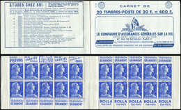 CARNETS (N°Cérès Jusqu'en1964) - 358  Muller, 20f. Bleu, N°1011BB, T II, S. 8-57, ASSURANCES VIE, TB - Other & Unclassified