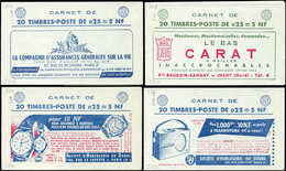 CARNETS (N°Cérès Jusqu'en1964) - 364  Marianne à La Nef, 0,25 Bleu Et Rouge, N°1234, T I, 4 Carnets, S. 2-60, 3-60, 5-60 - Other & Unclassified