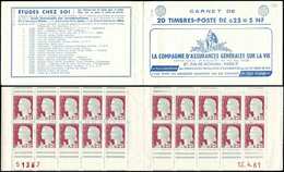 CARNETS (N°Cérès Jusqu'en1964) - 368  Marianne De Decaris, 0,25 Gris Et Grenat, N°1263, T I, S. 6-61, N°51387 Du 12/4/61 - Other & Unclassified