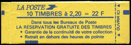 CARNETS (N°Cérès Jusqu'en1964) - 2376-C11c  Liberté, 2,20 Rouge, Timbres NON Imprimés, Daté 11/5/88, TB - Other & Unclassified