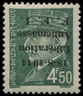 * TIMBRES DE LIBERATION - ANNEMASSE 11a : 4f50 Vert, Surcharge RENVERSEE, TB - Liberation