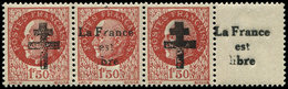 ** TIMBRES DE LIBERATION - BOLOGNE 3 : 1f50 Brun-rouge, BANDE De 3 Bdf, TB, Signé Mayer - Liberation