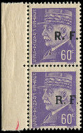 ** TIMBRES DE LIBERATION - BORDEAUX 1 : 60c. Violet, PAIRE Verticale Bdf T II Et T III Se Tenant, TB - Libération