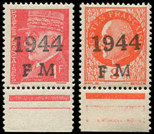 ** TIMBRES DE LIBERATION - CHERBOURG DEFENSE PASSIVE 1/2 : 1f. Rouge Et 3f. Orange, Bdf, TB - Liberazione