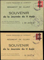 Let TIMBRES DE LIBERATION - CLUNY 1/2 : 1f. Rouge Et 1f20 Brun-rouge, Obl. Sur CP, TB - Liberation