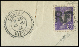 TIMBRES DE LIBERATION - CURZAY 1 : 60c. Violet Obl. 13/10/44 Sur Fragment, TB - Libération