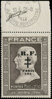 ** TIMBRES DE LIBERATION - PARIS 122 31 : 1f50 + 3f50 Brun-noir, Bdf, TB, S. Mayer - Libération