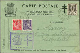 Let TIMBRES DE LIBERATION - LA ROCHELLE N°433, 549 Et 670 Obl. 8/5/45 Sur CP, Cachet Croix De Lorraine, TB - Liberation