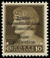 * Spécialités Diverses - BASE NAVALE ITALIENNE 6c : 10c. Sépia, DOUBLE Surcharge, TB - Autres & Non Classés