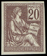 (*) VARIETES - 113c  Mouchon, 20c. Brun-lilas, NON DENTELE, TB - Nuovi