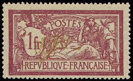 * VARIETES - 121b  Merson,  1f. Lie De Vin Et Olive, CENTRE DEPLACE, TB - Unused Stamps