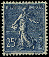** VARIETES - 132b  Semeuse Lignée, 25c. Bleu-NOIR, Très Bon Centrage, TTB. J - Unused Stamps
