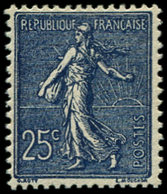 ** VARIETES - 132b  Semeuse Lignée, 25c. Bleu-NOIR, Très Bon Centrage, TTB. J - Nuovi