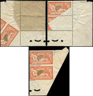 ** VARIETES - 145   Merson,  2f. Orange Et Vert-bleu, PAIRE Cdf PARTIELLEMENT IMPRIMEE Par Pliage, Superbe - Unused Stamps