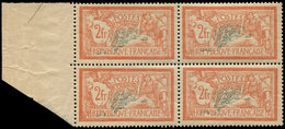 ** VARIETES - 145f  Merson,  2f. Orange Et Vert-bleu, Teinte De Fond TRES Déplacée, BLOC De 4 Bdf, TB - Unused Stamps