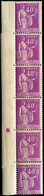 ** VARIETES - 281   Paix, 40c. Lilas, BANDE Verticale De 6 Bdf, Impression Sur RACCORD Sur 5 Ex., TTB. C - Nuovi