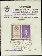Let VARIETES - 309   Réfugiés, 75c. + 50c. Violet, Bdf "Convention Rotary Nice" Obl. DAGUIN 6/6/37 Sur Feuillet Souvenir - Neufs