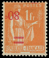 * VARIETES - 359b  Paix, 80c. Sur 1f. Orange, Surcharge RENVERSEE, TB. Br - Unused Stamps