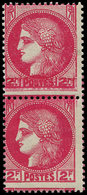 * VARIETES - 373   Cérès, 2f. Rose-rouge, DOUBLE Impression Du Cartouche Inférieur Tenant à DOUBLE Impression Du Haut, T - Unused Stamps