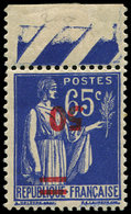 * VARIETES - 479a  Paix, 50 S. 65c. Outremer, Surcharge RENVERSEE, Bdf, TB. J - Unused Stamps