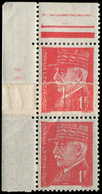 ** VARIETES - 515   Pétain,  1f. Rouge, Impression Sur RACCORD Dans Une PAIRE Cdf, TB - Unused Stamps