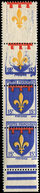 ** VARIETES - 574   Provence, BANDE Verticale De 4 Bdf, PIQUAGE à CHEVAL, Un Ex. SANS Le Bleu, Un Ex. Impression Bleue P - Neufs