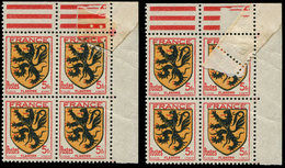 ** VARIETES - 602   Flandre, BLOC De 4 Cdf, Un Ex. Impression PARTIELLE (sur La Sonnette), TB - Unused Stamps