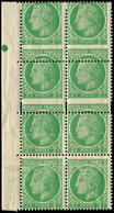 ** VARIETES - 680   Mazelin,  2f. Vert-jaune, BLOC De 8 Bdf, 2 Ex. Piquage A CHEVAL, 2 Ex. DOUBLE Piquage A CHEVAL, 2 Ex - Unused Stamps