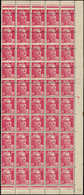 ** VARIETES - 712   Gandon,  1f.50 Rose, BLOC De 50 CD 7/2/45, 20 Ex. PIQUAGE à CHEVAL, 5 Ex. Format Réduit Par Décalage - Unused Stamps