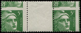 ** VARIETES - 719h  Gandon,  5f. Vert, PIQUAGE En CROIX, PAIRE Interp., TB - Unused Stamps