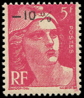 ** VARIETES - 719AA Gandon,  5f. Rose, Surch. -10 %, RR, TB. S, Cote Et N° Maury - Unused Stamps