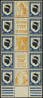 ** VARIETES - 755   Corse, 10c. Outremer Et Noir, BLOC De 10 Interp. Avec Pub PROVINS En Jaune, TB - Neufs