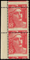** VARIETES - 813   Gandon, 15f. Rouge, PAIRE Cdf, PIQUAGE à CHEVAL, TB - Unused Stamps
