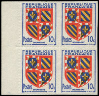 ** VARIETES - 834   Bourgogne, NON DENTELE Accidentel, BLOC De 4 Bdf, Empreinte De La Dentelure Bien Visible, R Et TB. J - Unused Stamps