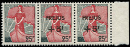 ** VARIETES - 1229   Fréjus, +5f. Sur 25f., BANDE De 3 Bdf, Un Ex. SANS Surcharge, R Et TB - Unused Stamps