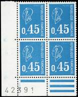 ** VARIETES - 1663   Béquet, 0,45 Bleu, SANS POSTES Dans Un BLOC De 4 Cdf Avec N°, TB - Nuovi