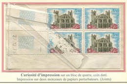 ** VARIETES - 1713   St-Just De Narbonne, BLOC De 4 CD 27/12/73, Impression INCOMPLETE Sur 2 Ex., RR Et TB - Unused Stamps