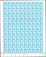 ** VARIETES - 1976   Sabine, 1,70 Bleu, FEUILLE De 100 TD 6-2 CD 21/1/80 + RE, Saut De Phospho Entre La 7e Et 9e Rangée, - Unused Stamps