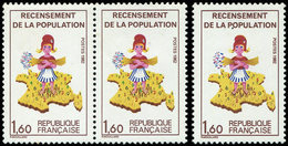 ** VARIETES - 2202a/b Recensement, SANS Le 7 Tenant à Normal Et SANS Le Vert, TB - Unused Stamps