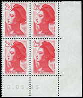 ** VARIETES - 2376   Liberté, 2,20 Rouge, BLOC De 4 CD 30/5/85 Du Monobloc De La RGR-1, TB - Unused Stamps