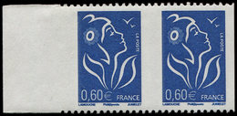 ** VARIETES - 3966   Lamouche, 0,60 Bleu, NON DENTELE Verticalement, PAIRE Bdf, TB - Unused Stamps
