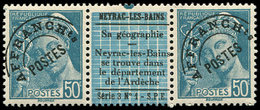 ** VARIETES - Préo 82    50c. Turquoise, PAIRE Interp., Pub NEYRAC, TB - Unused Stamps