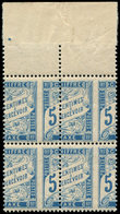 ** VARIETES - Taxe 28     5c. Bleu, PIQUAGE à CHEVAL, BLOC De 4 Bdf, Un Ex. *, TB - Unused Stamps