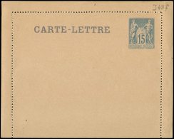 Let ENTIERS POSTAUX - Sage, 15c. Bleu, CL TSC N°J43f, Vervelle, Carton Chamois, TB - Altri & Non Classificati