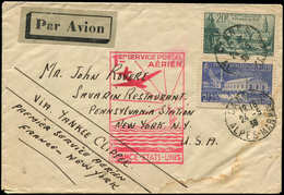 Let Aviation, Guerres, Maritimes Et Navales - N°394 Et 430 Obl. CANNES 24/5/39 Sur Env., Griffe "1er Service Aérien FRAN - First Flight Covers