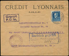 Let Guerre 1914/1918 - Bavière N°97 Obl. Postüberwachungs-stelle/Geprüft En Bleu S. Env. Du Crédit Lyonnais De Lille, Ca - WW I