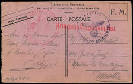 Let Guerre 1939/1945 - Avis De Capture Manuscrit Sur Carte FM Avec Griffe "Kriegsgefangenenpost", Censures Françaises Et - Guerra Del 1939-45